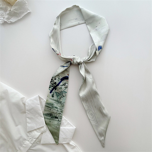 Slim long strips of small silk scarves womens vintage versatile tie bag decorated scarf