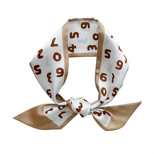 Khaki nude tie hairband scarf print Japanese scarf streamer tie bag embellished suit scarf