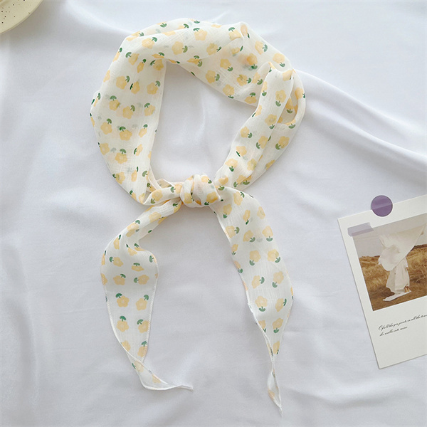 Sweet French floral small silk scarf hair tied versatile literary style decoration floating neck scarf