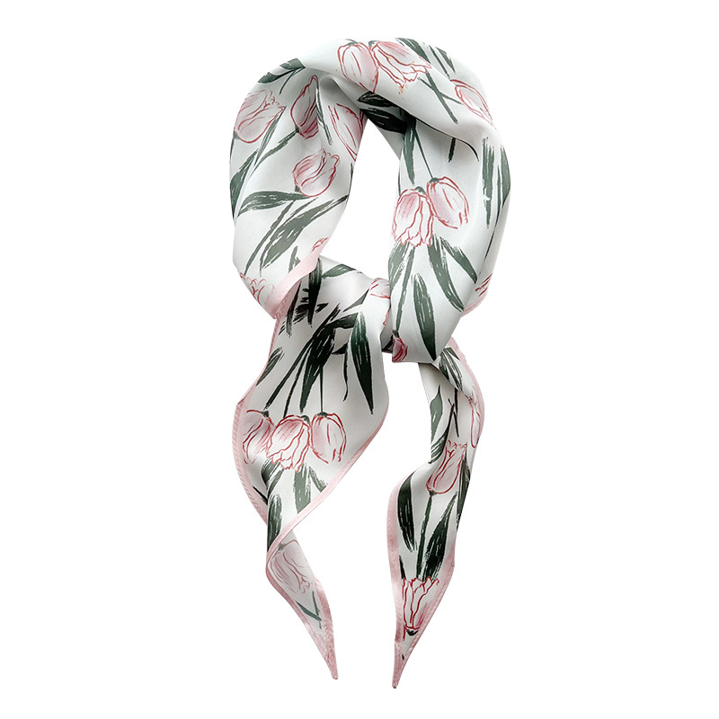 Small silk scarf diamond print multifunctional headband shirt decorative scarf