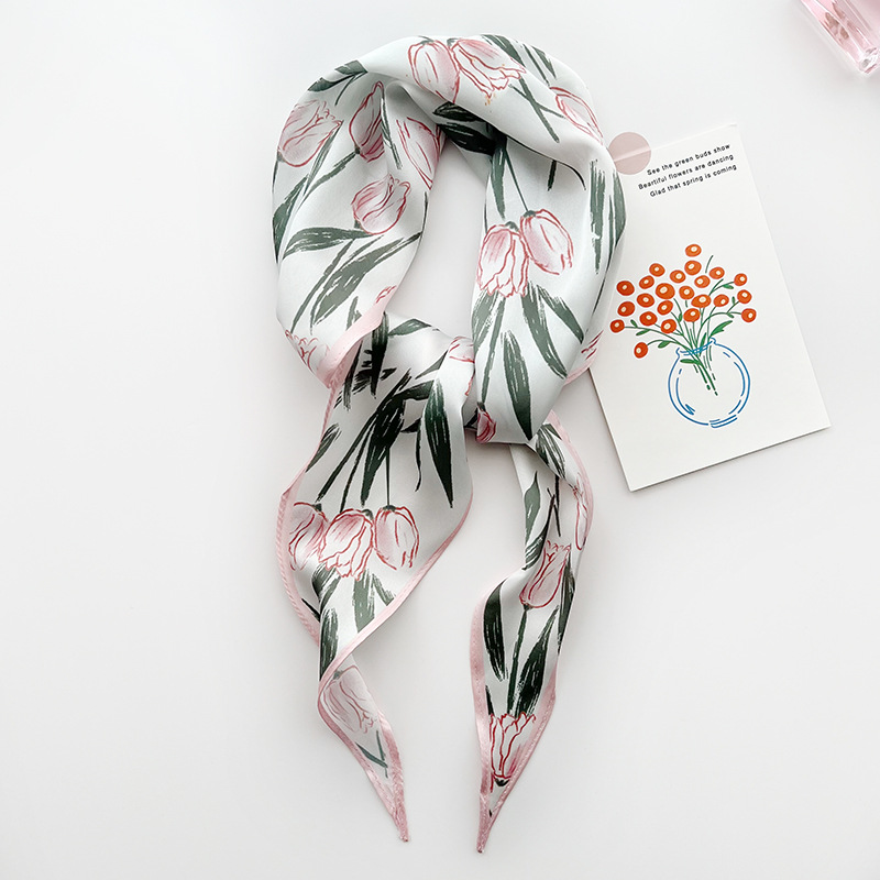Small silk scarf diamond print multifunctional headband shirt decorative scarf