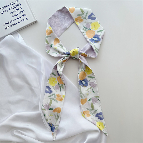 New long strip small silk scarf womens hairband ribbon tie bag wrap tie scarf tie scarf