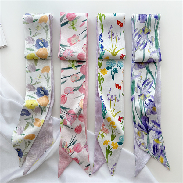 New long strip small silk scarf womens hairband ribbon tie bag wrap tie scarf tie scarf