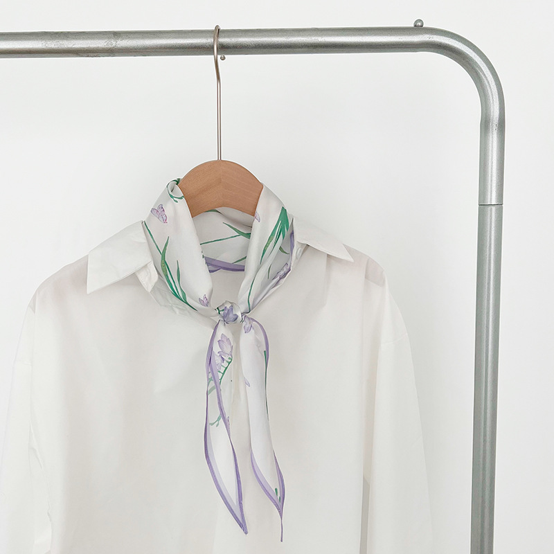 Spring and summer silk scarf womens small long diamond scarf tied bag bag with hair band with shirt and scarf