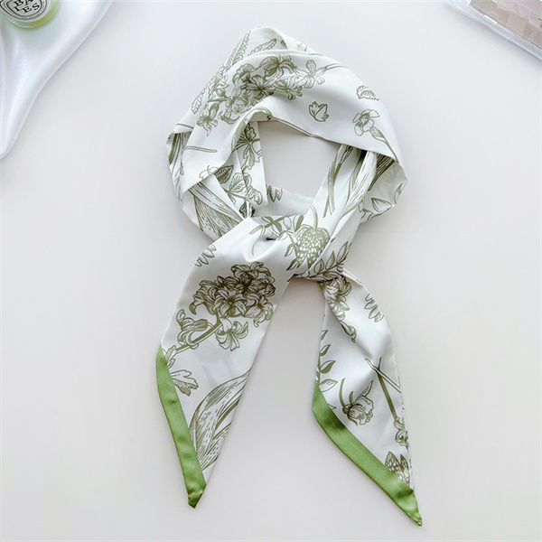 Spring and summer versatile silk scarf womens hairband tie bag print streamer shirt suit decorated scarf