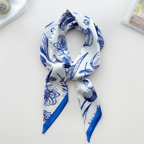 Spring and summer versatile silk scarf womens hairband tie bag print streamer shirt suit decorated scarf