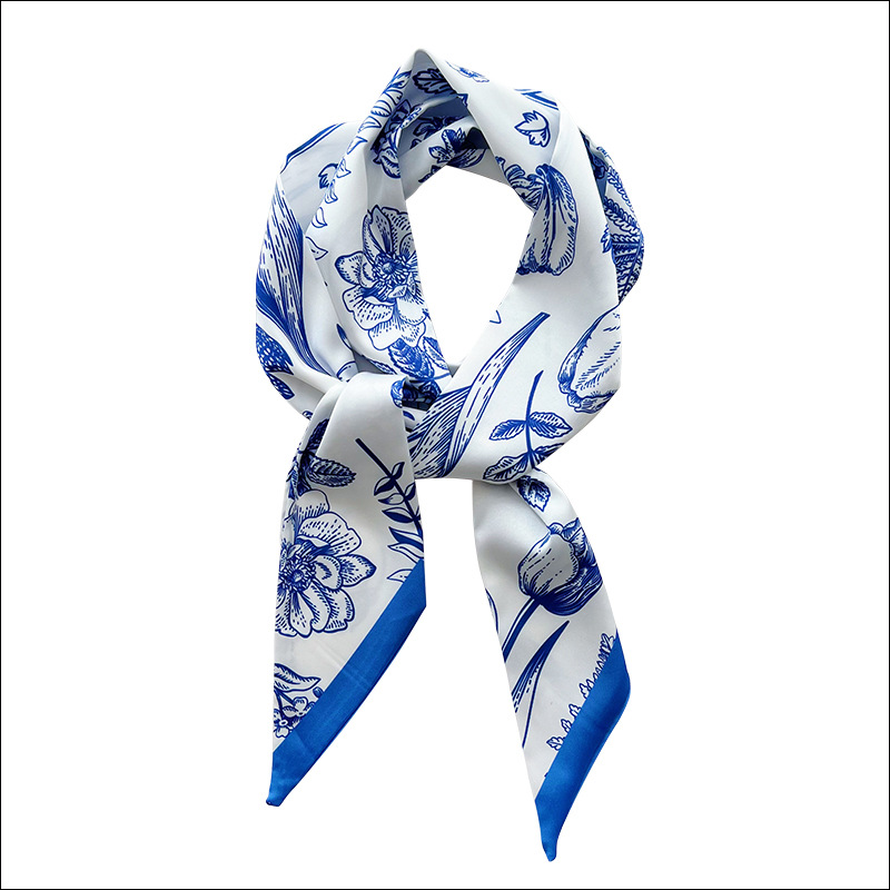 Spring and summer versatile silk scarf womens hairband tie bag print streamer shirt suit decorated scarf