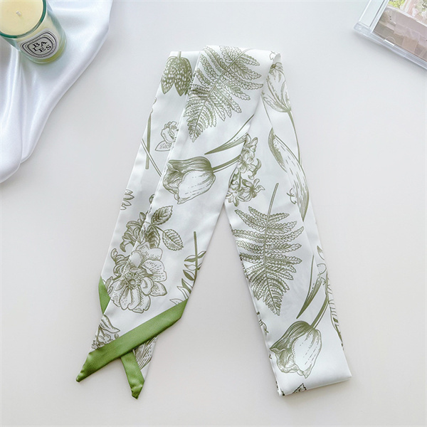 Spring and summer versatile silk scarf womens hairband tie bag print streamer shirt suit decorated scarf