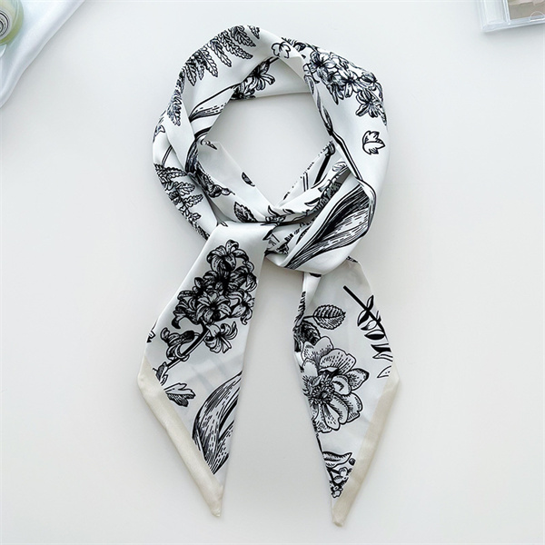 Spring and summer versatile silk scarf womens hairband tie bag print streamer shirt suit decorated scarf