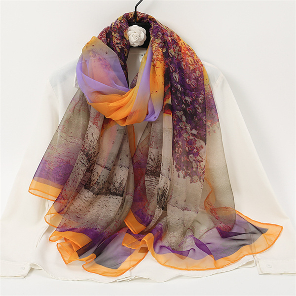 2023 new yarn print fashion large gauze scarf sun protection light and breathable beach towel woman