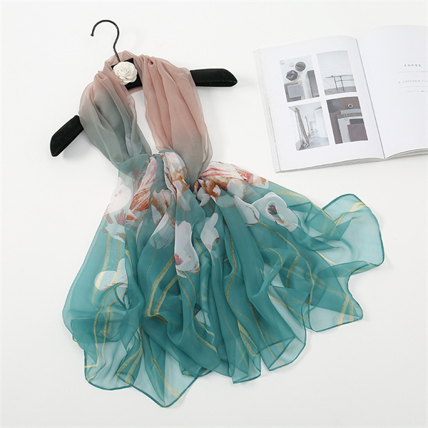 2023 new yarn print fashion large gauze scarf sun protection light and breathable beach towel woman