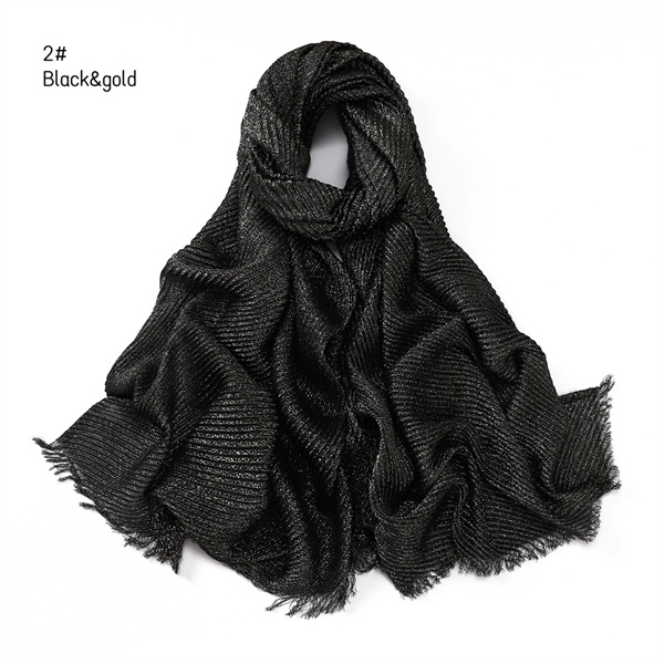 New plain silver filigree wrinkled polyester scarf wrapped in spring