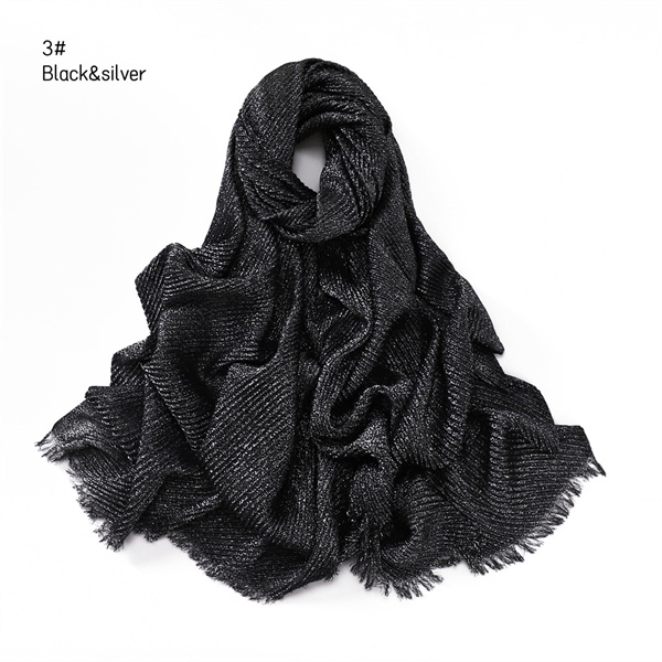 New plain silver filigree wrinkled polyester scarf wrapped in spring