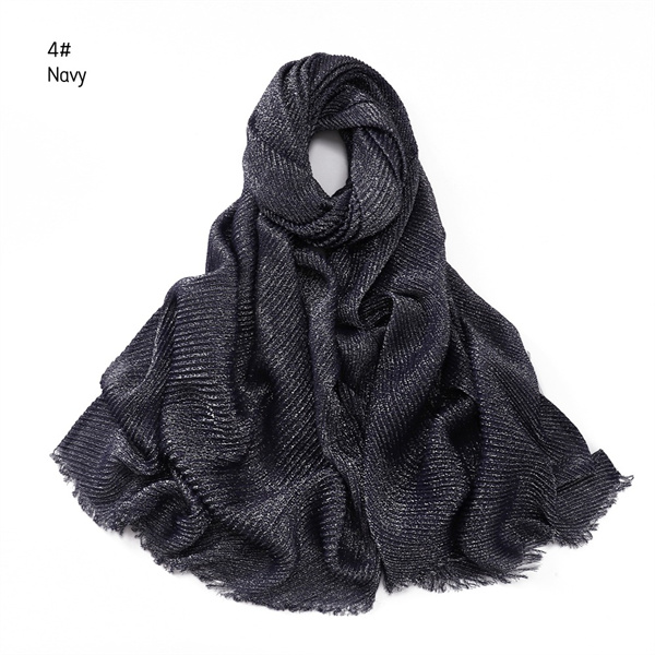 New plain silver filigree wrinkled polyester scarf wrapped in spring