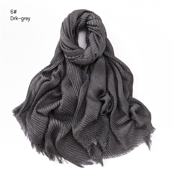 New plain silver filigree wrinkled polyester scarf wrapped in spring