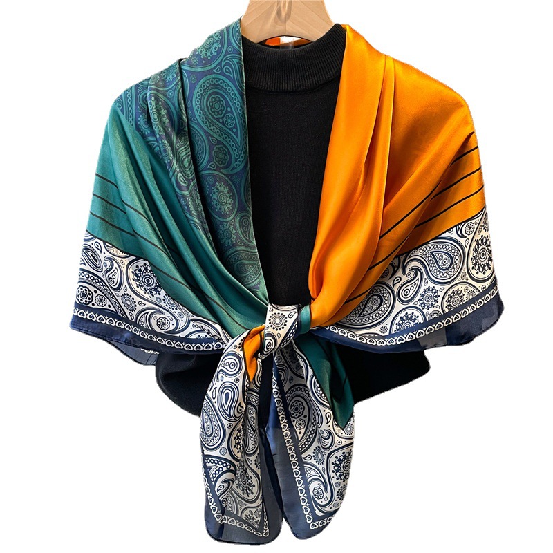 Color block 110cm beautiful damask scarf shawl sunscreen headscarf square scarf