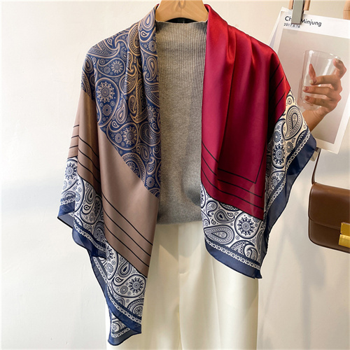 Color block 110cm beautiful damask scarf shawl sunscreen headscarf square scarf