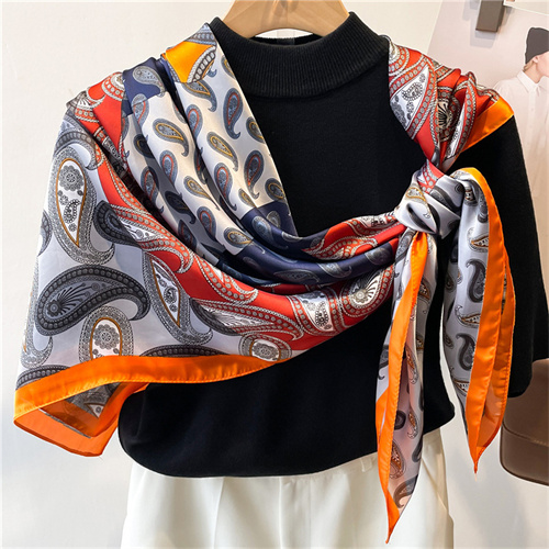 Color block cashew 110cm scarf shawl sun protection headscarf square scarf scarf large size