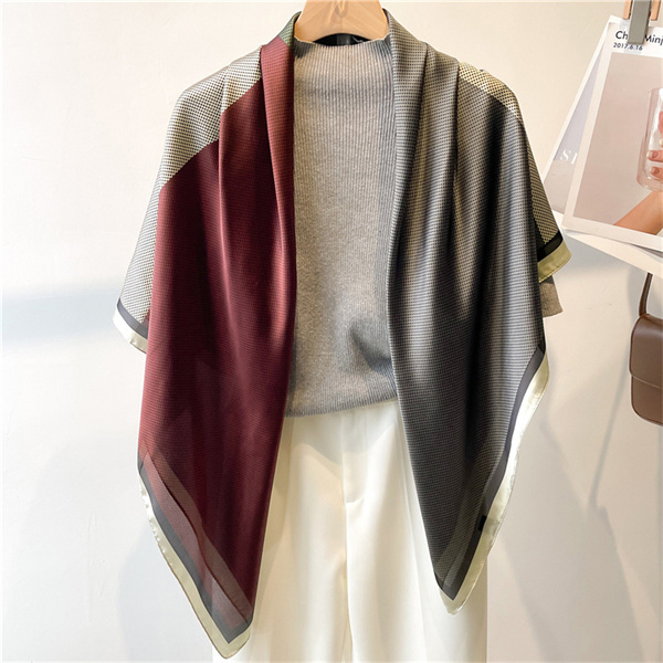 Black dot color block summer scarf shawl sun protection headscarf square scarf 110cm