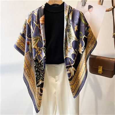Fawn rattan summer scarf shawl bandana square scarf versatile silk scarf wholesale