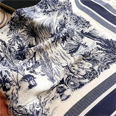 Forest flowing water beautiful damask scarf shawl headscarf square scarf imitation silk scarf wholesale