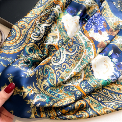 Black dot color block summer scarf shawl square scarf versatile silk scarf