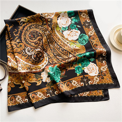 Black dot color block summer scarf shawl square scarf versatile silk scarf