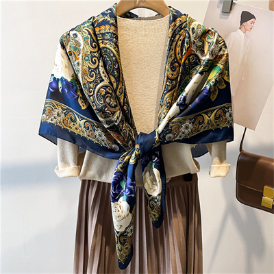 Black dot color block summer scarf shawl square scarf versatile silk scarf
