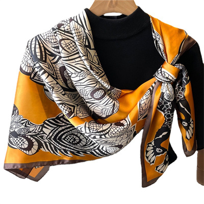 Peacock symmetrical summer scarf square scarf versatile silk scarf wholesale