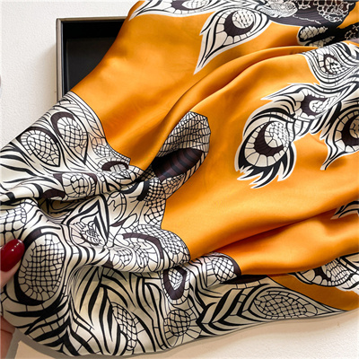Peacock symmetrical summer scarf square scarf versatile silk scarf wholesale