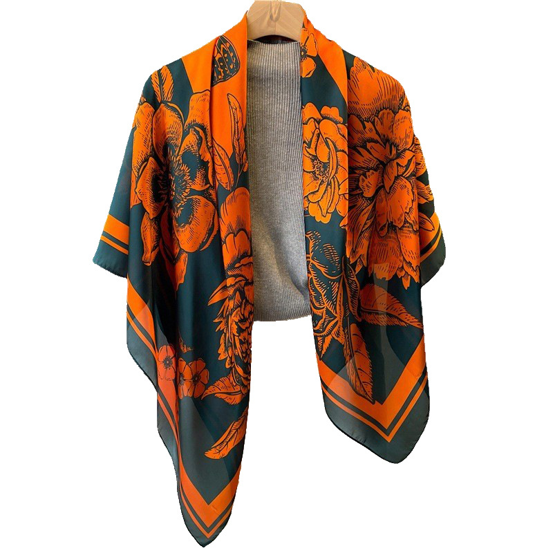 Flower butterfly beautiful brocade large square scarf 110cm scarf shawl wholesale