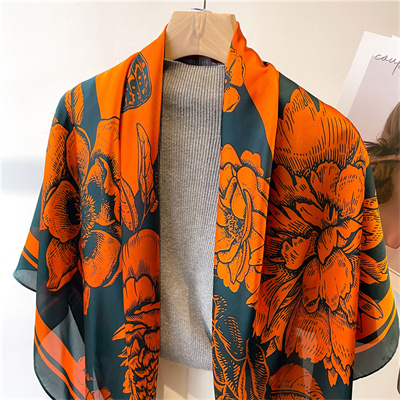 Flower butterfly beautiful brocade large square scarf 110cm scarf shawl wholesale