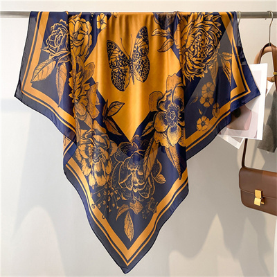 Flower butterfly beautiful brocade large square scarf 110cm scarf shawl wholesale