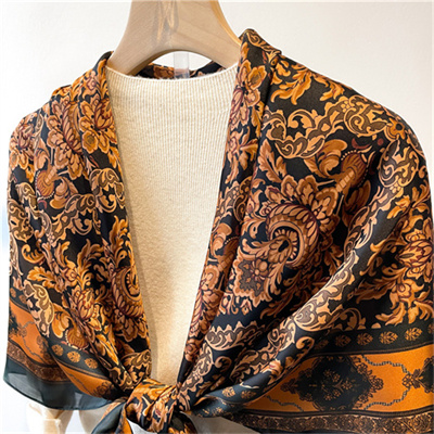 Court style scarf shawl 110cm sunscreen headscarf square scarf versatile silk scarf women retro