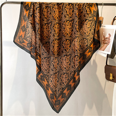 Court style scarf shawl 110cm sunscreen headscarf square scarf versatile silk scarf women retro