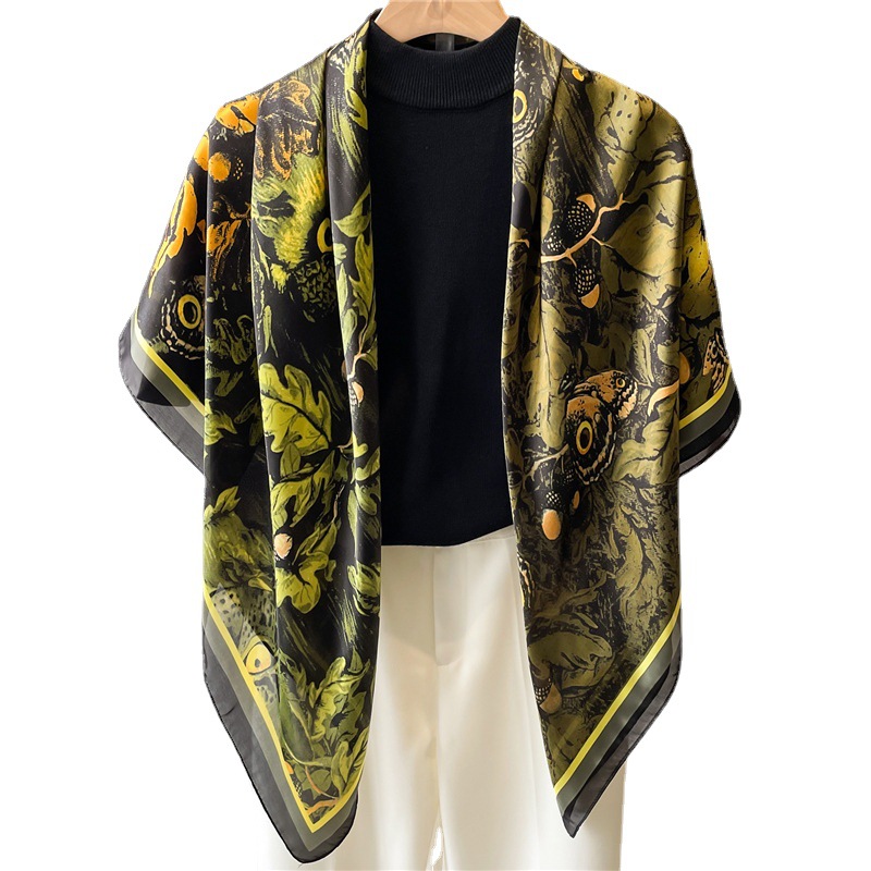 Owl leaves 110cm scarf shawl sun protection headscarf square
