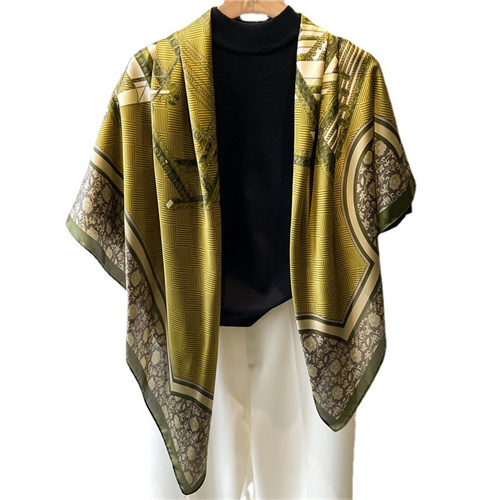 Fashion simple print 110cm scarf shawl sun protection headscarf square scarf summer silk scarf
