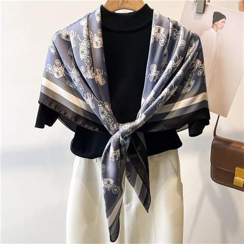 Fashion simple print 110cm scarf shawl sun protection headscarf square scarf summer silk scarf