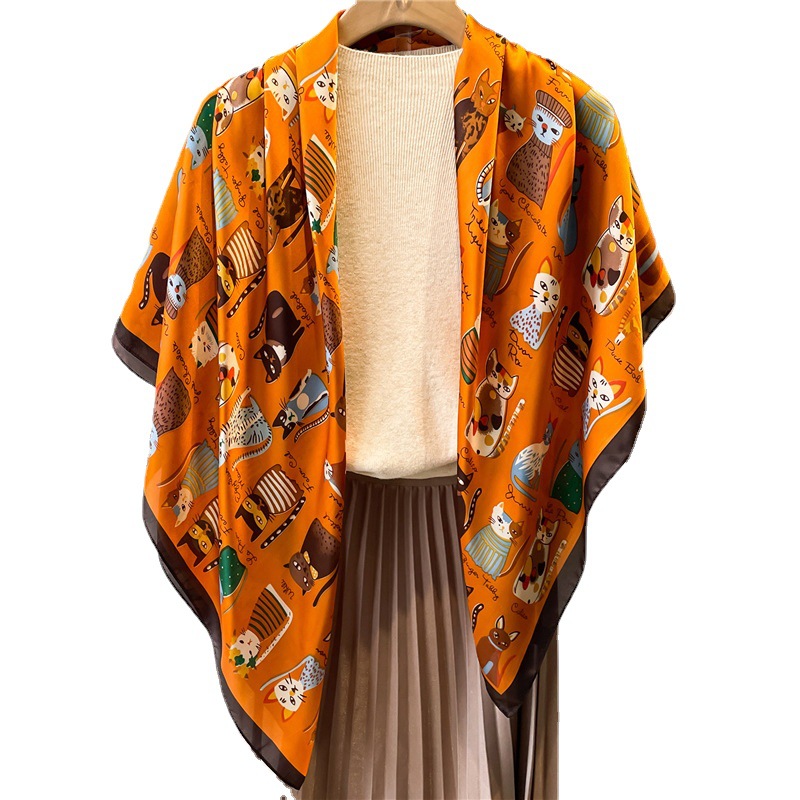 Cat arranged 110cm beautiful brocade summer scarf shawl sunscreen headscarf square scarf