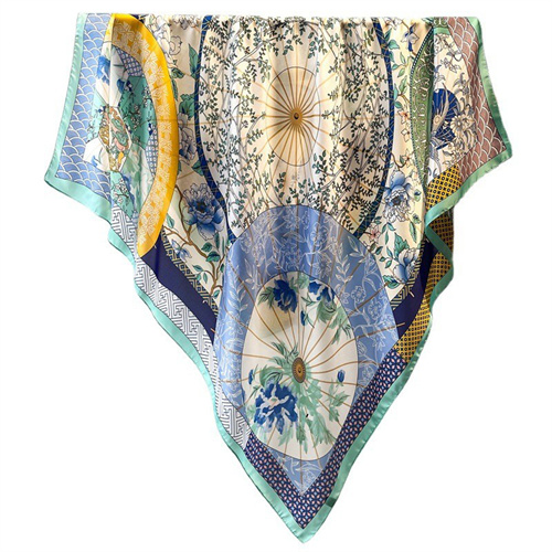 Fishbone umbrella scarf shawl flower 110cm beautiful brocade sunscreen headscarf square scarf
