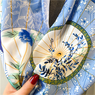 Fishbone umbrella scarf shawl flower 110cm beautiful brocade sunscreen headscarf square scarf