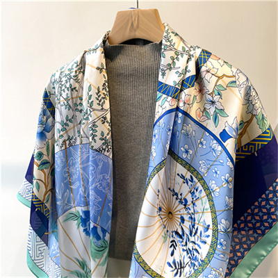 Fishbone umbrella scarf shawl flower 110cm beautiful brocade sunscreen headscarf square scarf