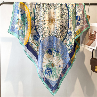 Fishbone umbrella scarf shawl flower 110cm beautiful brocade sunscreen headscarf square scarf