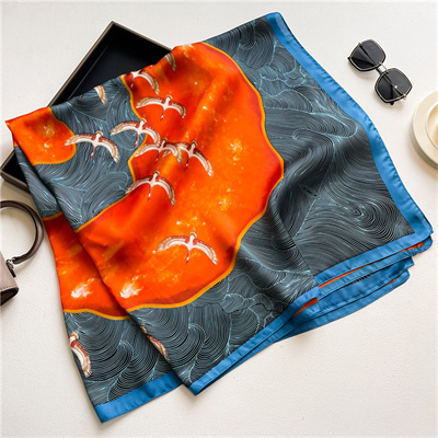 Little bird river water 110cm scarf shawl sun protection headscarf square scarf versatile silk scarf