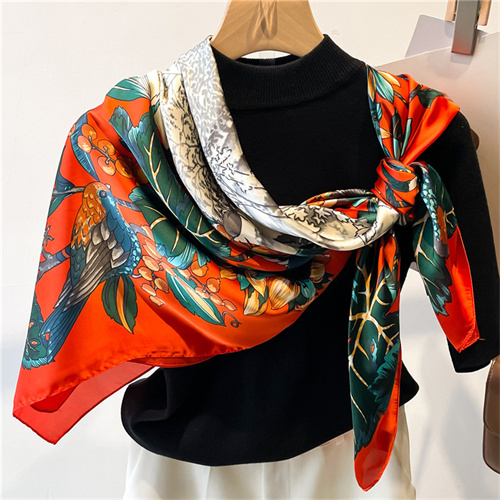 Flowers and birds picture 110cm beautiful damask scarf shawl sunscreen headscarf square scarf