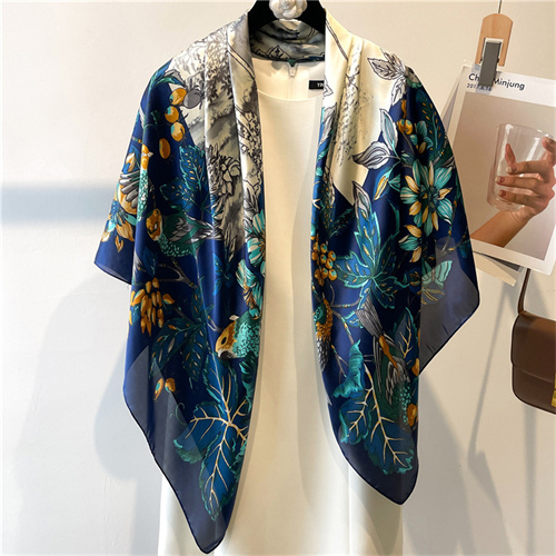 Flowers and birds picture 110cm beautiful damask scarf shawl sunscreen headscarf square scarf