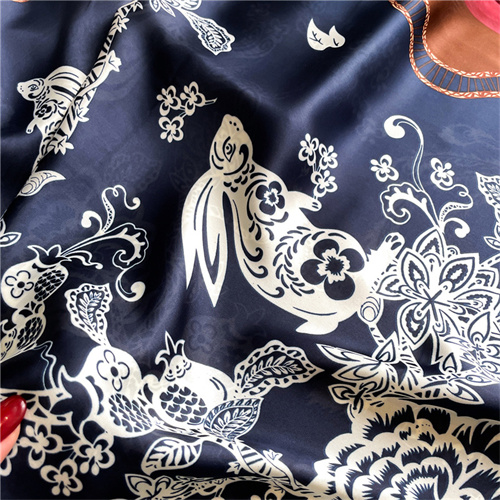 Rabbit flowers 110cm beautiful damask scarf shawl sun protection headscarf square scarf