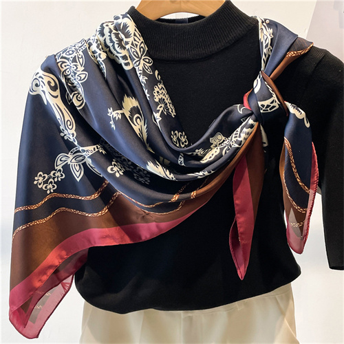 Rabbit flowers 110cm beautiful damask scarf shawl sun protection headscarf square scarf
