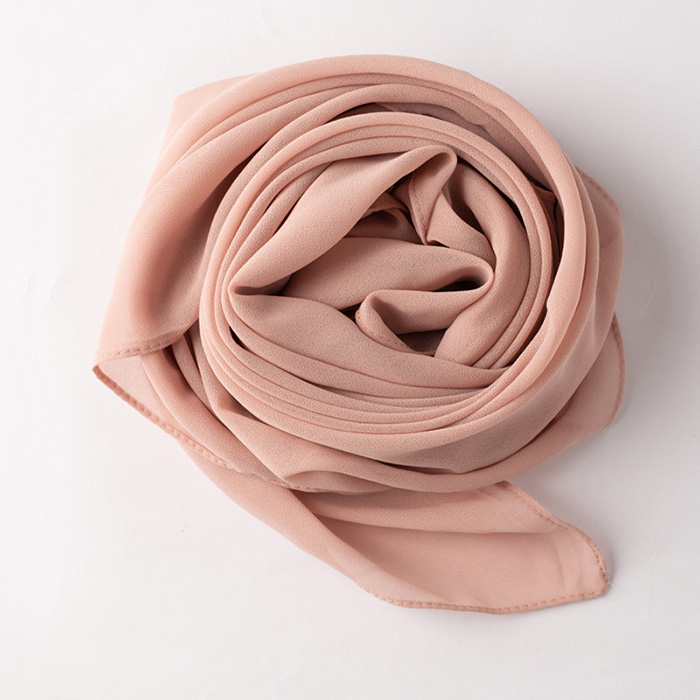 Wholesale Monochrome Pearl Chiffon Square Muslim Scarf
