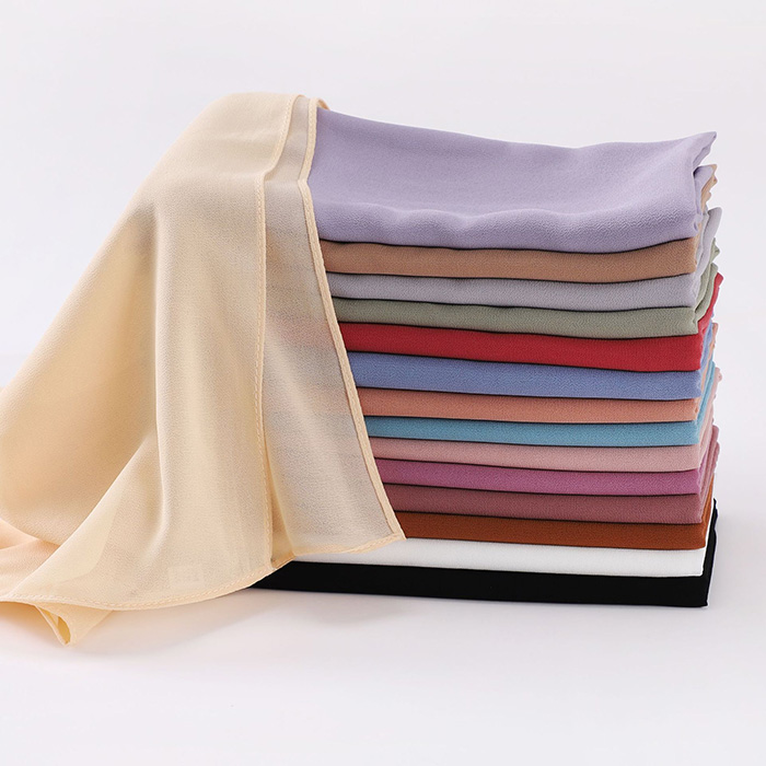 Wholesale Monochrome Pearl Chiffon Square Muslim Scarf